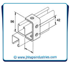 Double Channel C Bracket,  4 Hole